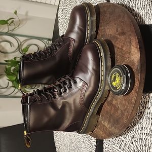 Dr. Martens Men's Oxblood Slip Resistant Water Resistant Leather Boots